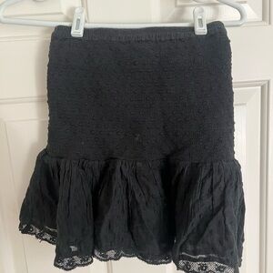 Love shack fancy Elegant Black Ruffled Skirt